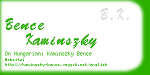 bence kaminszky business card